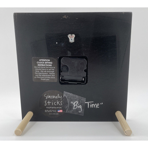 Sincerely Sticks "Big Time" Square Clock 9 Inch x 9 Inch Made In Iowa - Picture 3 of 5